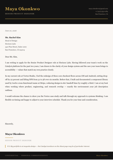 Cover letter (luxe)