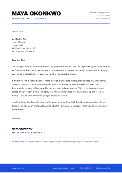 Cover letter (swiss)