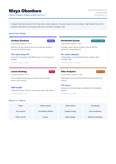 Portfolio one-pager (grid)