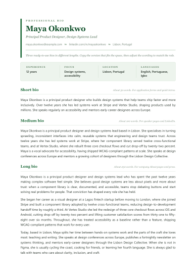 Professional bio (forest)