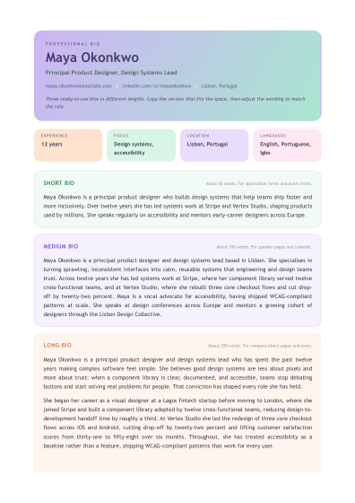 Professional bio (pastel)