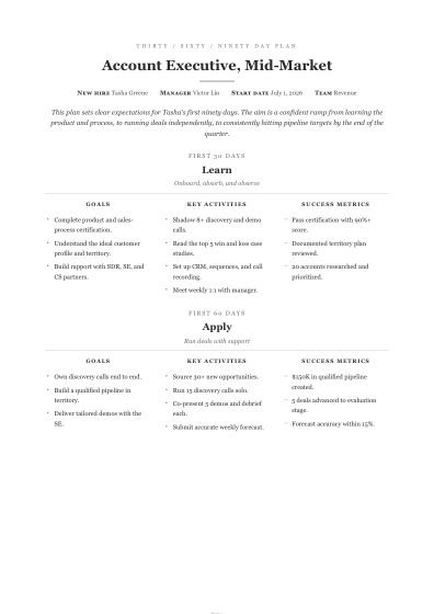 30-60-90 day plan (formal)