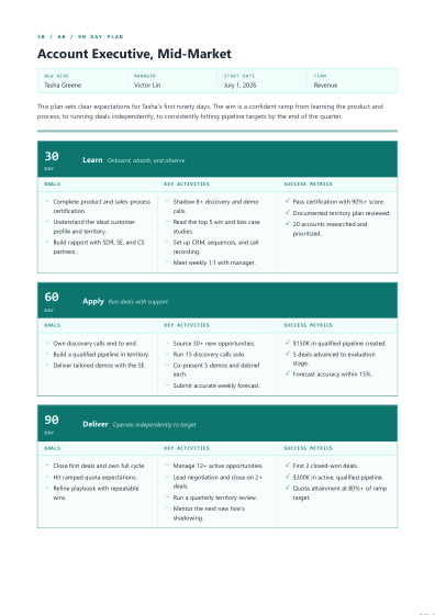 30-60-90 day plan (ledger)